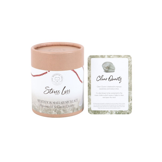 Stress Less Rosewood & Clear Quartz Mallah Necklace - DuvetDay.co.uk