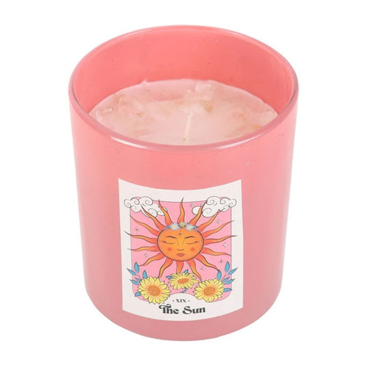 The Sun Rose Quartz Crystal Chip Candle - DuvetDay.co.uk