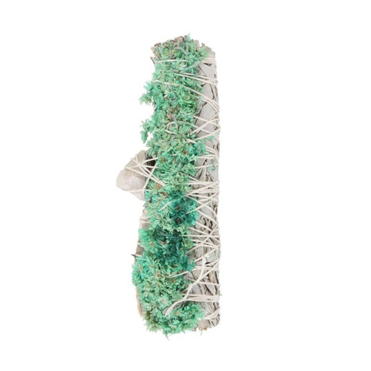 6in Ritual Wand Smudge Stick with White Sage, Abalone and Quartz - DuvetDay.co.uk