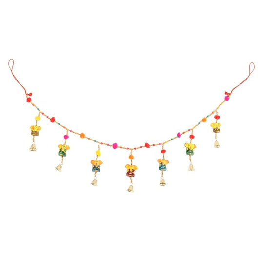 Hanging Ganesh Garland with Beads and Bells - DuvetDay.co.uk