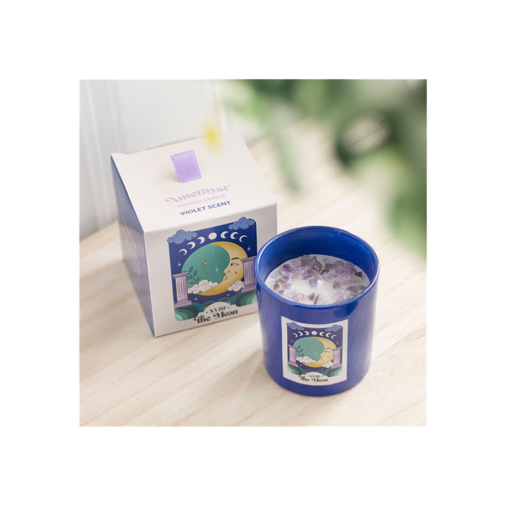 The Moon Amethyst Crystal Chip Candle - DuvetDay.co.uk