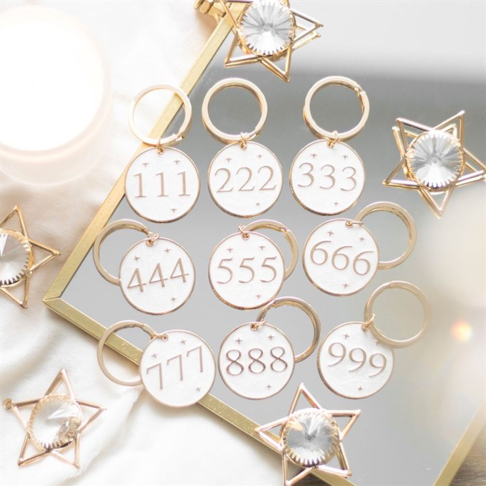 Pack of 9 Angel Number Keyrings - DuvetDay.co.uk