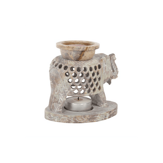Upward Elephant Soapstone Oil Burner - DuvetDay.co.uk