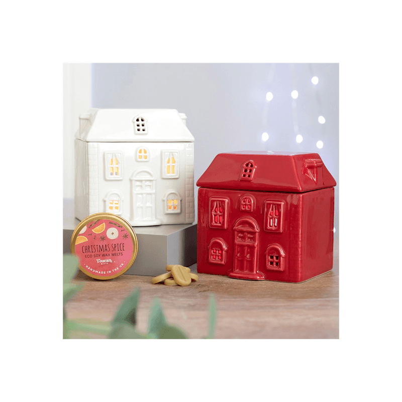 White Ceramic House Oil Burner - DuvetDay.co.uk