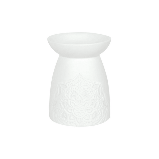 White Ceramic Mandala Oil Burner - DuvetDay.co.uk