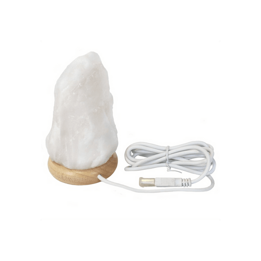 White Colour Changing USB Salt Lamp - DuvetDay.co.uk