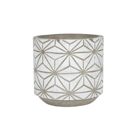 White Geometric Plant Pot - DuvetDay.co.uk