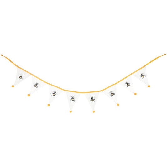 White Single Bee Fabric Bunting - DuvetDay.co.uk