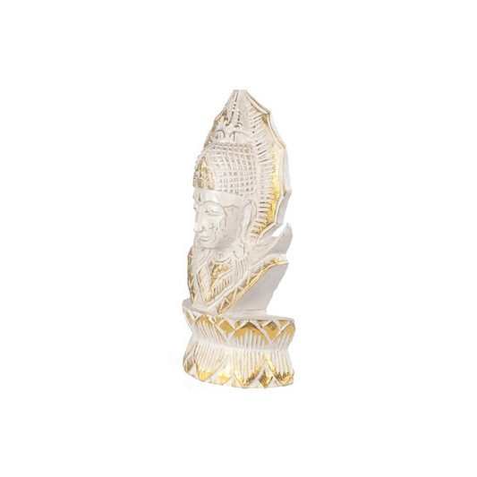 Whitewash Albasia Wood Thai Buddha - DuvetDay.co.uk