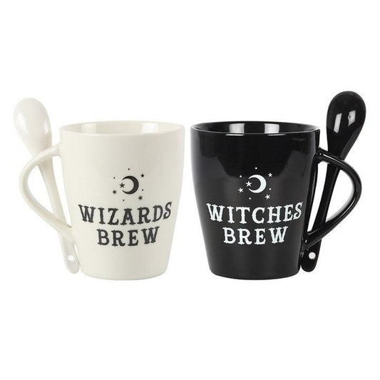 Witch and Wizard Couples Mug and Spoon Set - DuvetDay.co.uk