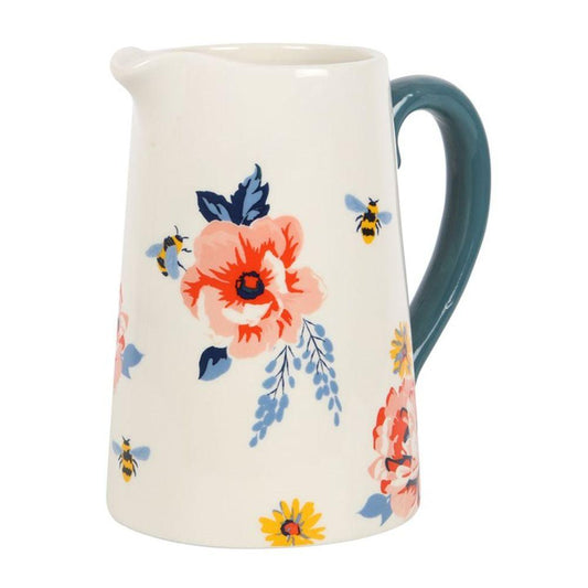17cm Bee-utiful Floral Ceramic Flower Jug - DuvetDay.co.uk