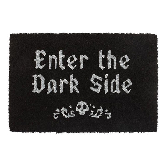 Black Enter The Dark Side Coir Doormat - DuvetDay.co.uk