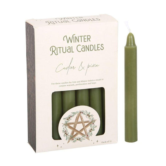 Cedar & Pine Winter Ritual Spell Candles - DuvetDay.co.uk