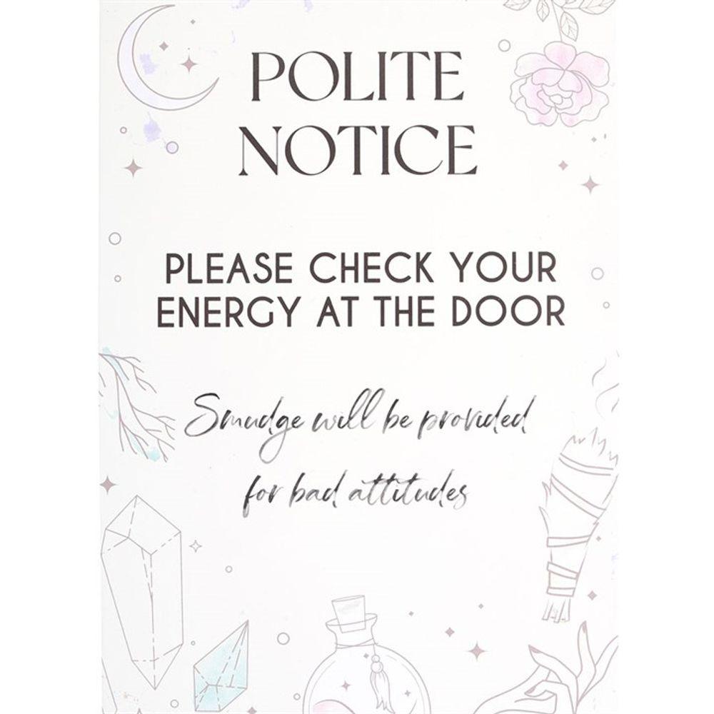 Check Your Energy at the Door Metal Hanging Sign - DuvetDay.co.uk