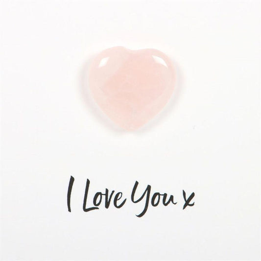I Love You Rose Quartz Crystal Heart Greeting Card - DuvetDay.co.uk