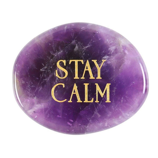 Stay Calm Amethyst Crystal Palm Stone - DuvetDay.co.uk