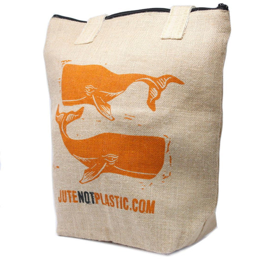 Two Whales - Eco Jute Bag - DuvetDay.co.uk