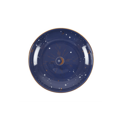 10.5cm Ceramic Blue Crescent Moon Trinket Dish - DuvetDay.co.uk