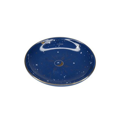 10.5cm Ceramic Blue Crescent Moon Trinket Dish - DuvetDay.co.uk