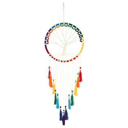 100cm Rainbow Beaded Tree of Life Dreamcatcher - DuvetDay.co.uk