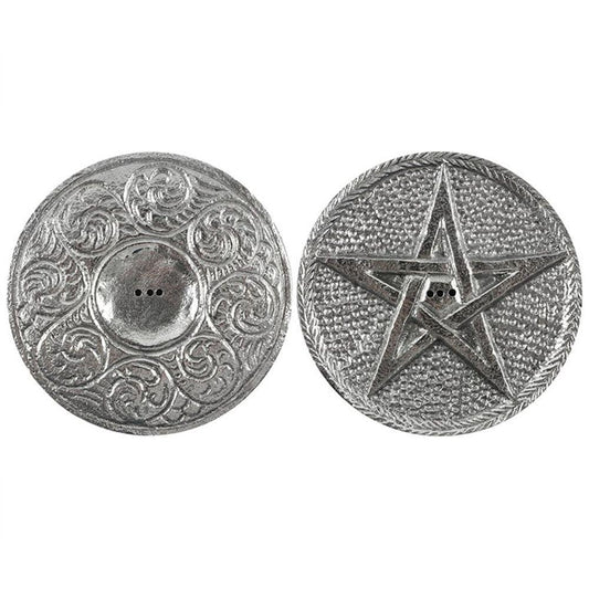 10cm Silver Pentagram Incense Holder - DuvetDay.co.uk