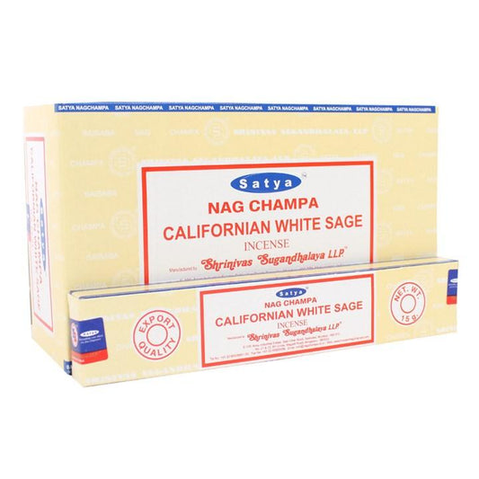 12 Packs of Californian White Sage Incense Sticks by Satya