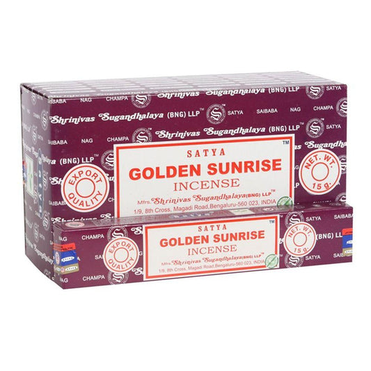 12 Packs of Golden Sunrise Incense Sticks by Satya - DuvetDay.co.uk