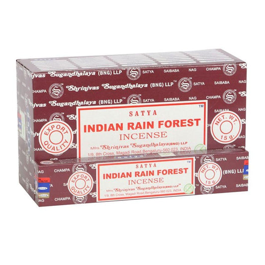 12 Packs of Indian Rain Forest Incense Sticks by Satya - DuvetDay.co.uk