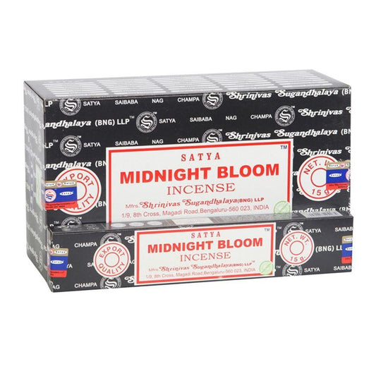 12 Packs of Midnight Bloom Incense Sticks by Satya - DuvetDay.co.uk