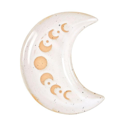12cm Moon Phase Crescent Ceramic Trinket Tray - DuvetDay.co.uk