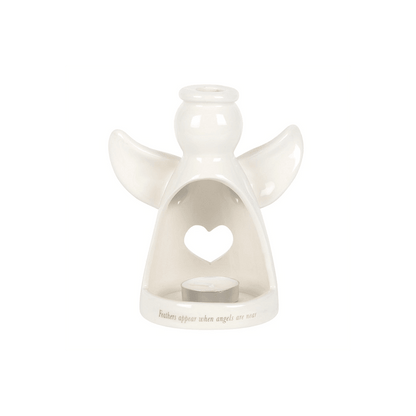 15cm Feathers Appear Angel Tealight Holder - DuvetDay.co.uk