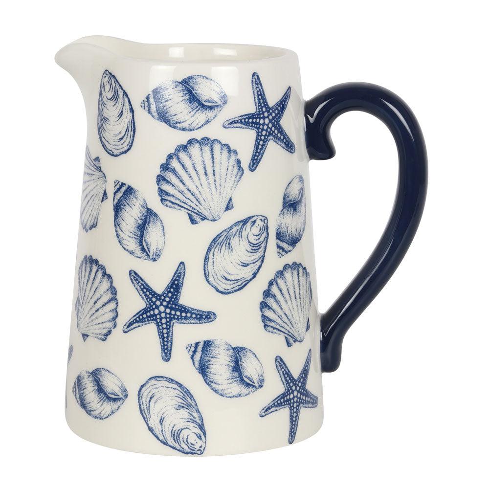 17cm Seashell Ceramic Flower Jug - DuvetDay.co.uk