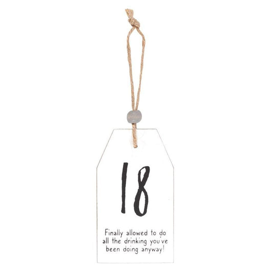 18 Milestone Birthday Hanging Sentiment Sign - DuvetDay.co.uk
