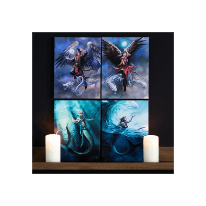 19x25cm Air Element Sorceress Canvas Plaque by Anne Stokes - DuvetDay.co.uk