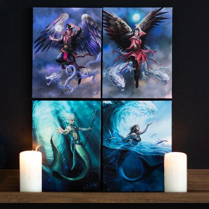 19x25cm Air Element Wizard Canvas Plaque by Anne Stokes - DuvetDay.co.uk
