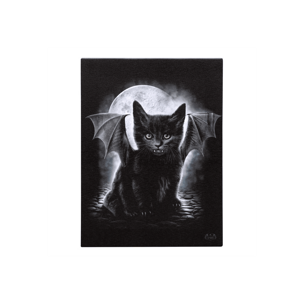 19x25cm Bat Cat Canvas Plaque by Spiral Direct - DuvetDay.co.uk