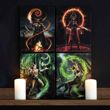 19x25cm Earth Element Wizard Canvas Plaque by Anne Stokes - DuvetDay.co.uk