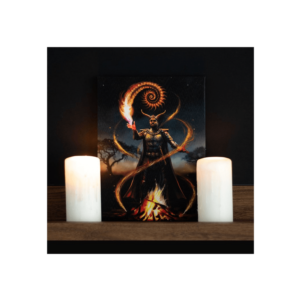 19x25cm Fire Element Wizard Canvas Plaque by Anne Stokes - DuvetDay.co.uk