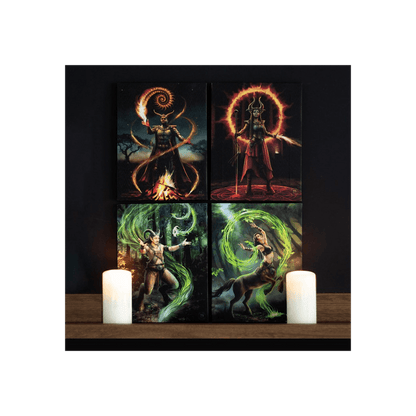 19x25cm Fire Element Wizard Canvas Plaque by Anne Stokes - DuvetDay.co.uk