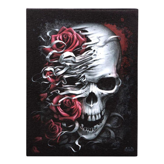 19x25cm Skulls n Roses Canvas Plaque by Spiral Direct - DuvetDay.co.uk