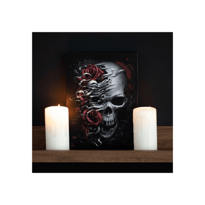 19x25cm Skulls n Roses Canvas Plaque by Spiral Direct - DuvetDay.co.uk