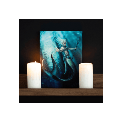 19x25cm Water Element Wizard Canvas Plaque by Anne Stokes - DuvetDay.co.uk