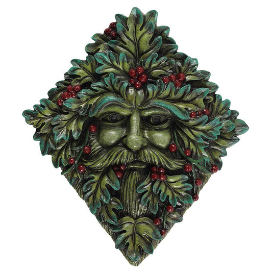 22.5x20cm Festive Green Man Wall Plaque - DuvetDay.co.uk