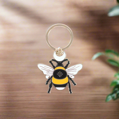 Forest Bee Enamel Keyring - DuvetDay.co.uk