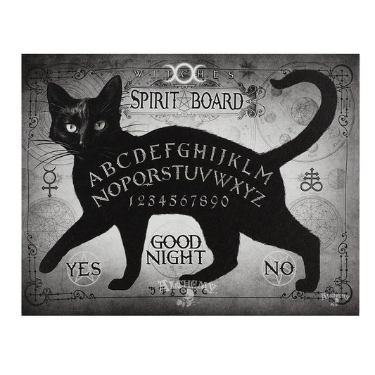 25x19cm Black Cat Spirit Board Canvas Plaque by Alchemy - DuvetDay.co.uk