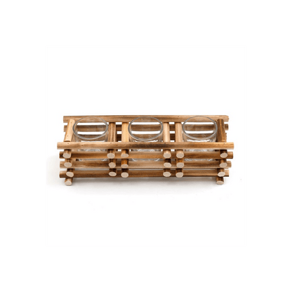 27cm Stacked Wood Triple Tealight Holder - DuvetDay.co.uk