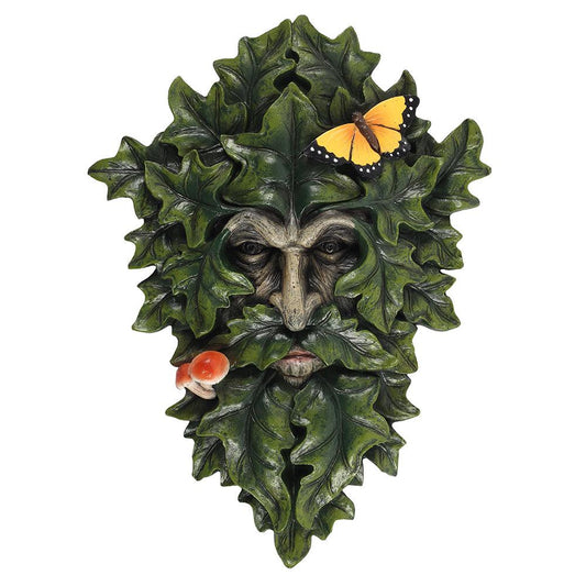 29x21cm Leafy Green Man Wall Plaque - DuvetDay.co.uk