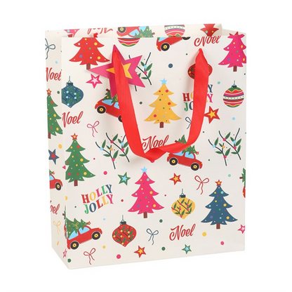 23cm Nostalgic Christmas Print Gift Bag