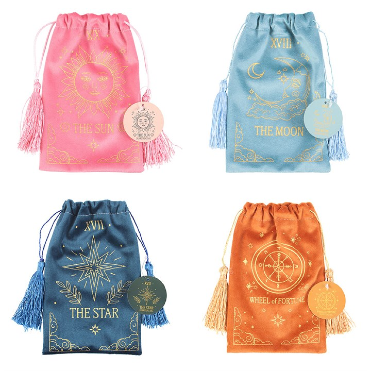 Set of 4 Tarot Velvet Drawstring Bags