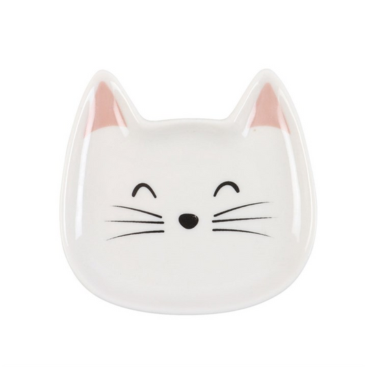 White Cat Face Trinket Dish